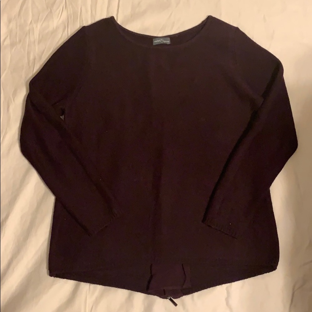 Dark purple sweater with back-zipper detail